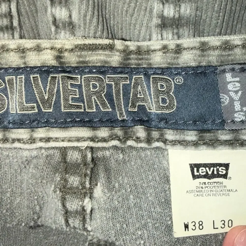 Vintage Levi's Silvertab 90s Y2K Corduroy Cargo‎ Pants Loose Grunge Size 38/30